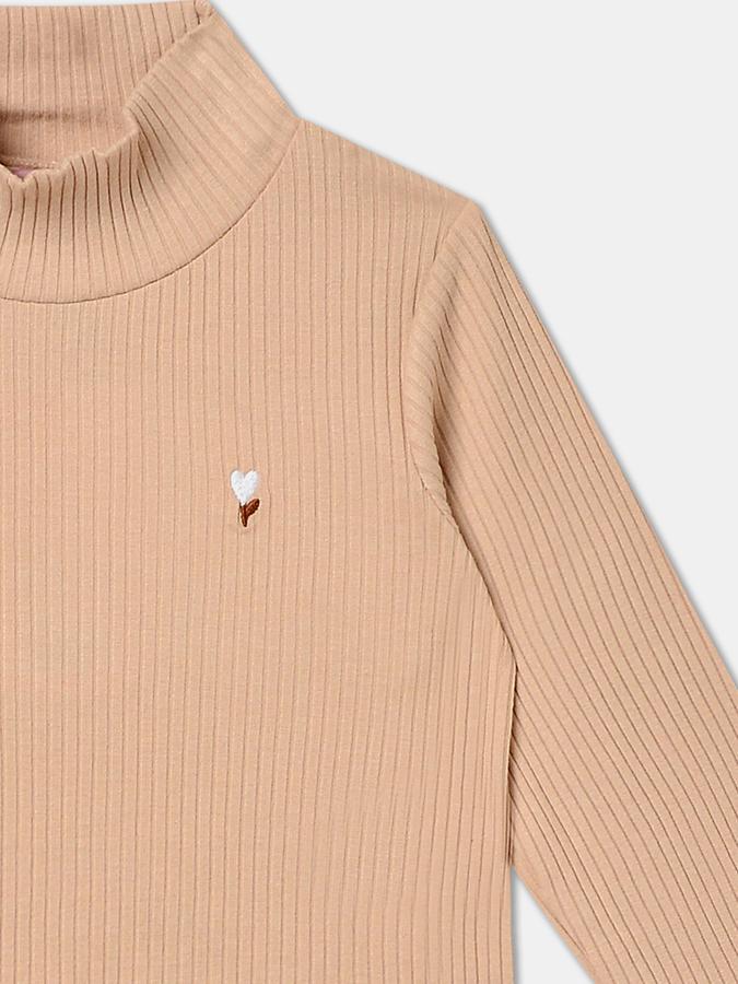 Girls Ribbed Regular Fit Long Sleeve Turtleneck Top