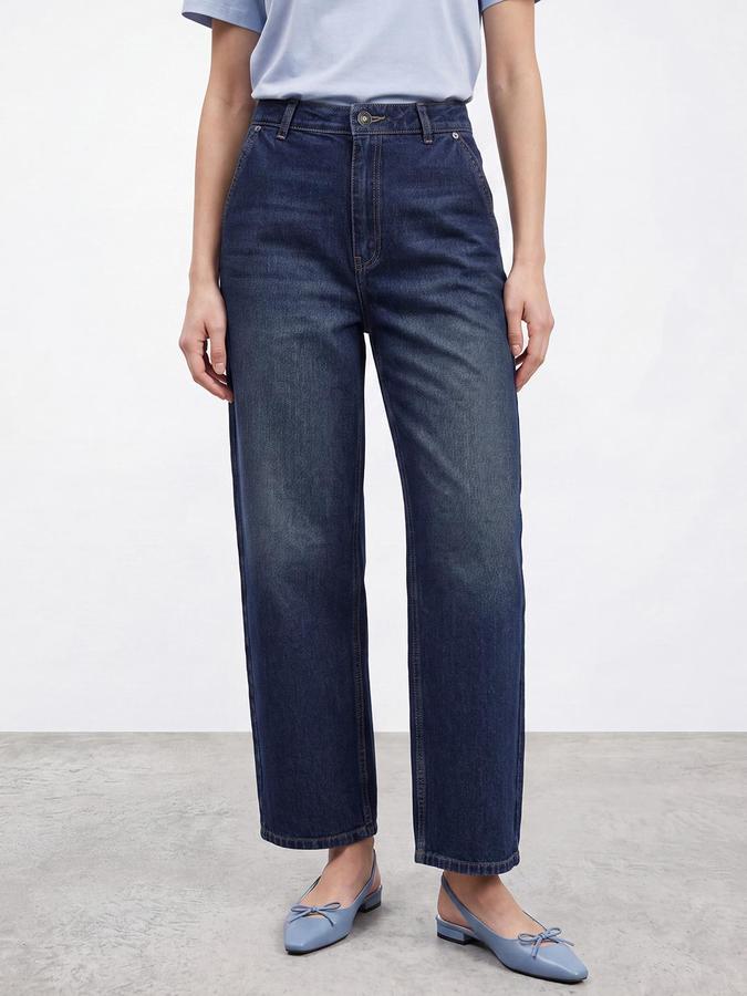 R&B Women Mid Blue Mid-Rise Skater Mom Fit Denim Jeans