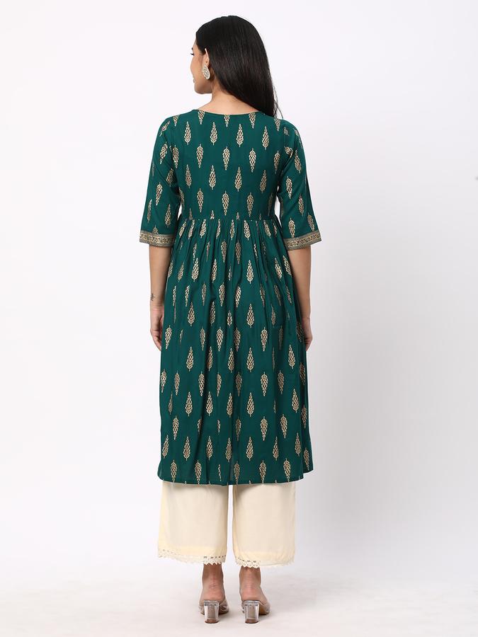 R&B Women's Printed Regular Flared Kurta 3-Q Sleeves image number 2