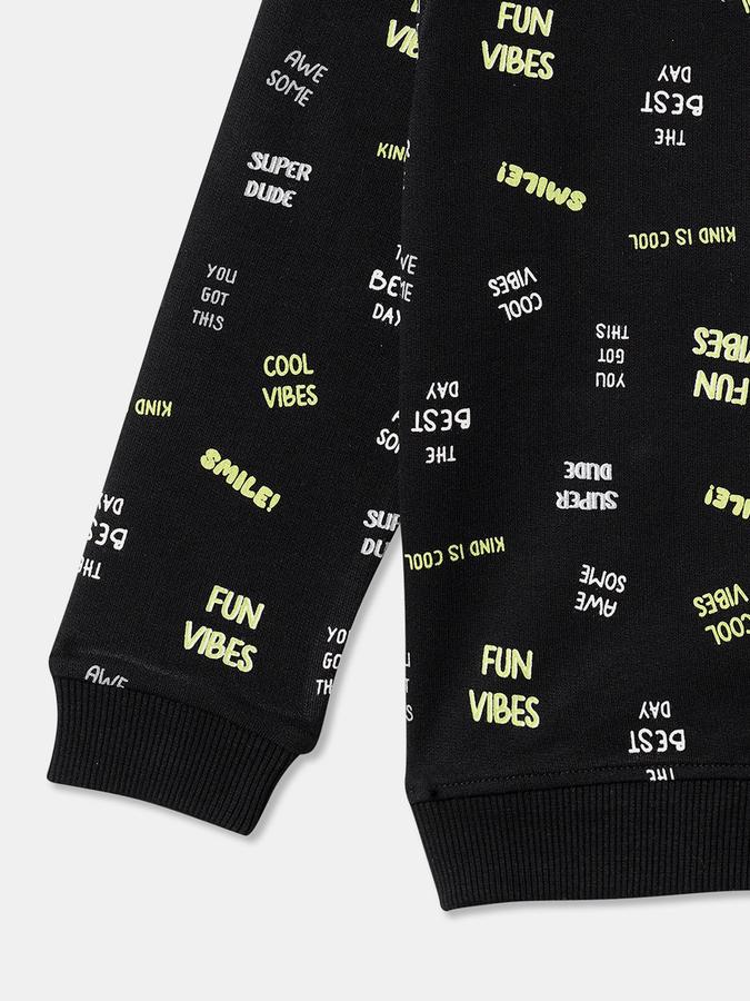 Boys Regular Fit Full Sleeve Crew Neck Text Print SweaT-Shirt