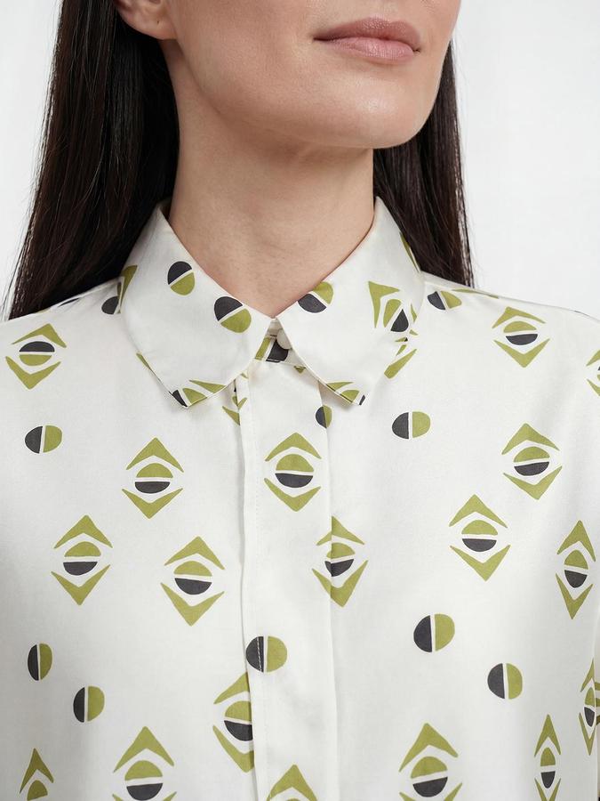 R&B Womens BLUE Printed Shirt Collar Three-Quarter Sleeves Tops 