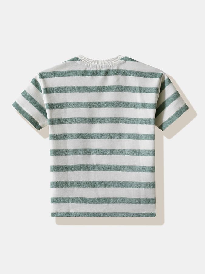 Boys Cotton Regular Fit Crew Neck Striped T-shirt