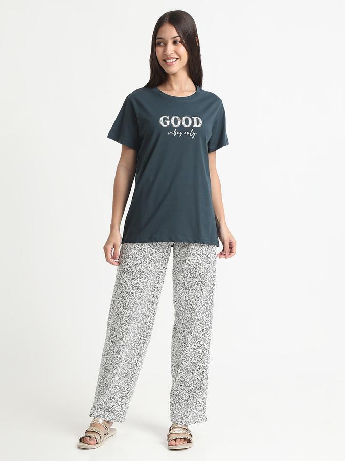 Women Cotton Relaxed Fit Elastic Waist Printed Pajama Pants