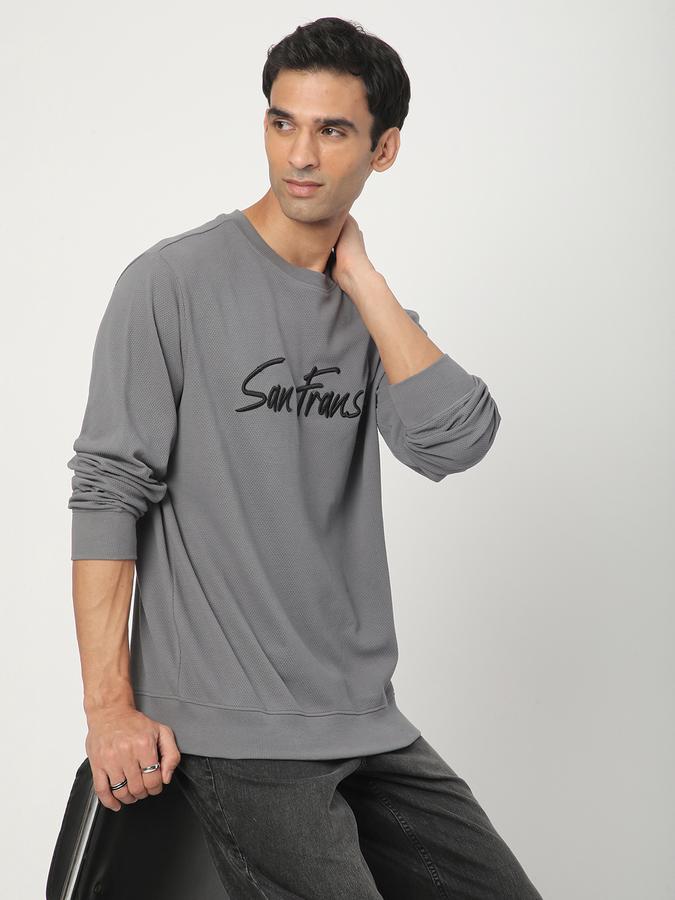Men Cotton Regular Fit Crew Neck Graphic Sweatshirt
