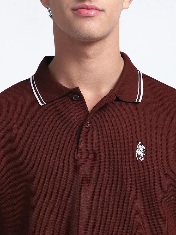 Men Cotton Blend Slim Fit Polo Neck Solid T-shirt