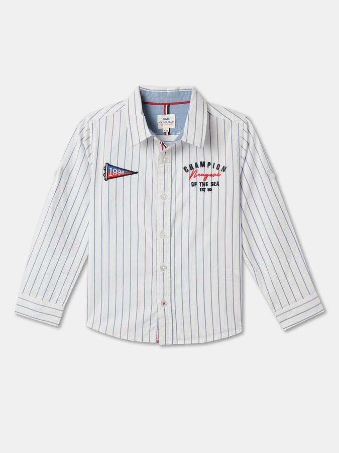 Women Striped Relaxed Fit Shirt with Button-Closure image number 0