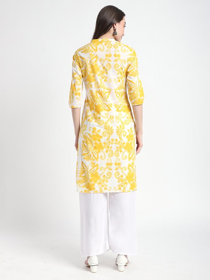 Women Viscose Regular Fit Mandarin Collar Printed Kurta