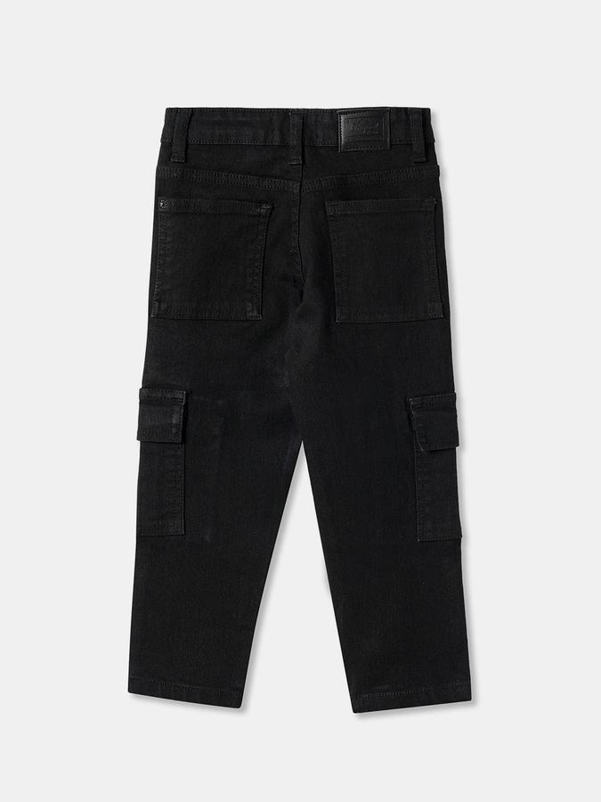 Boys Cotton Blend Relaxed Fit Button Waist Clean Look Jeans