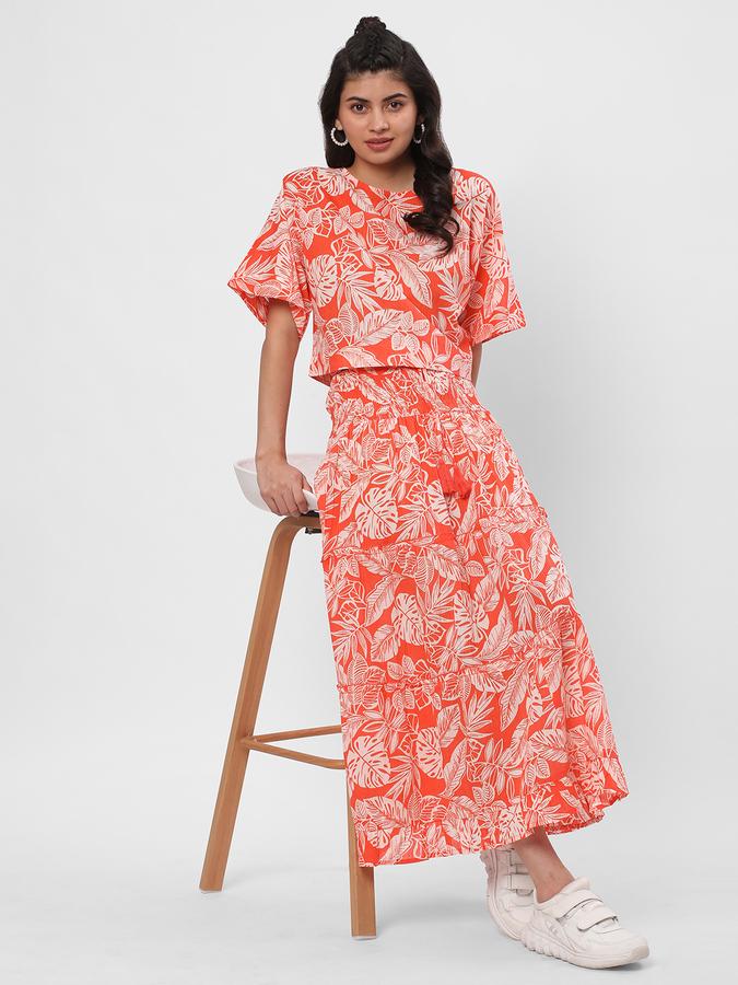 Women Cotton Relaxed Fit Round Neck Printed Ethnic Top