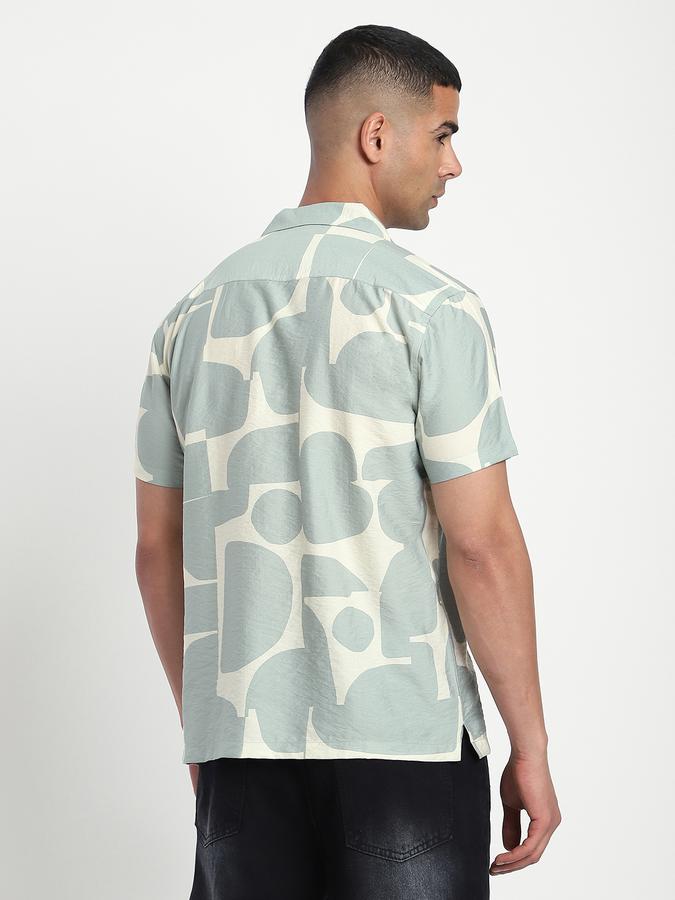 Men Viscose Relaxed Fit Cuban Collar Abstract Shirt