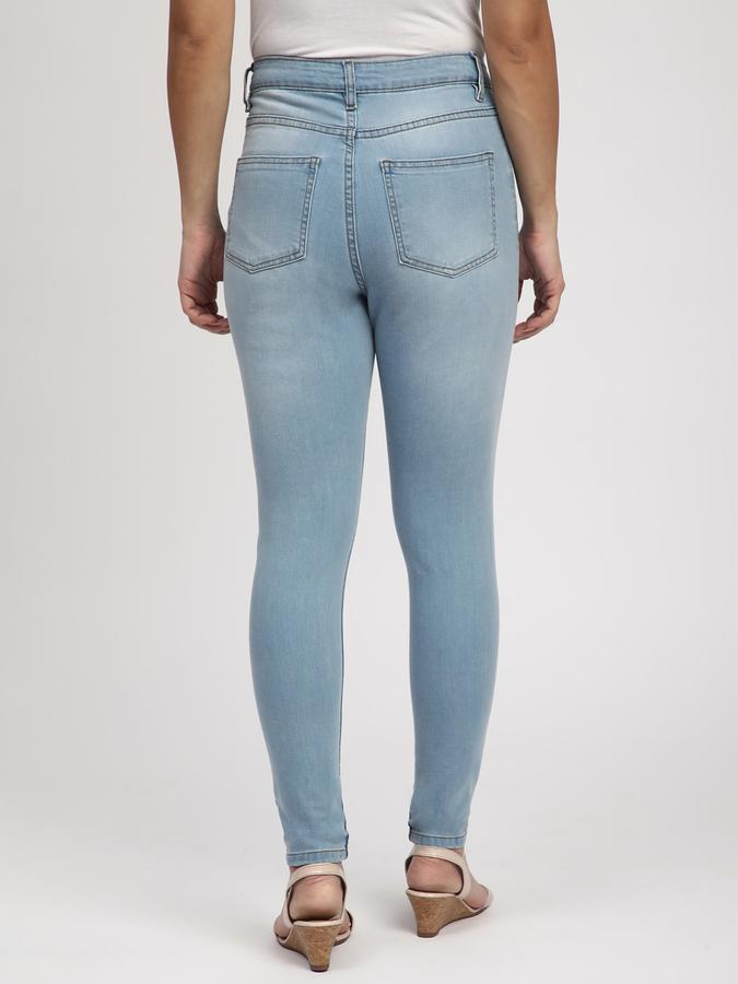 R&B Women Light Blue Solid Skinny-Fit Jeans