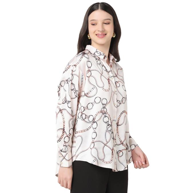 R&B Women Ivory Chain Print Shirt
