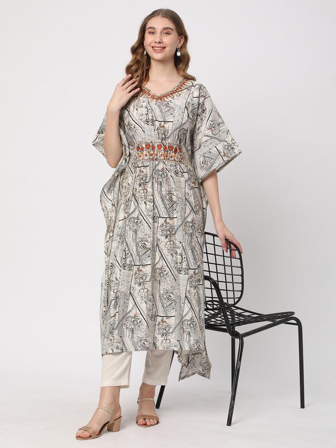 Women V-Neck Straight Kurta  image number 1