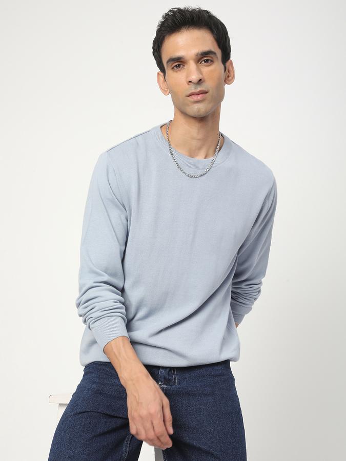 Solid Round Neck Casual Men Sweater