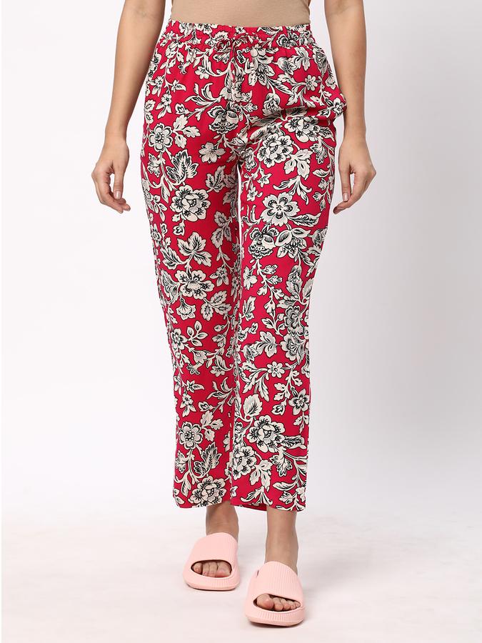 R&B Women Fuchsia Paisley Print Trousers