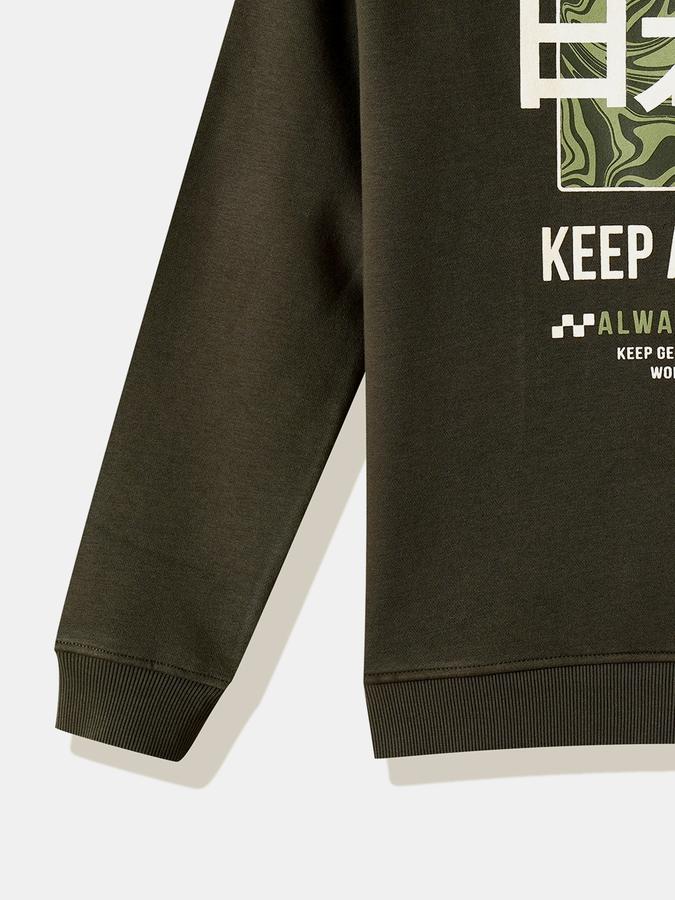 Boys Cotton Blend Relaxed Fit Crew Neck Graphic Sweatshirt