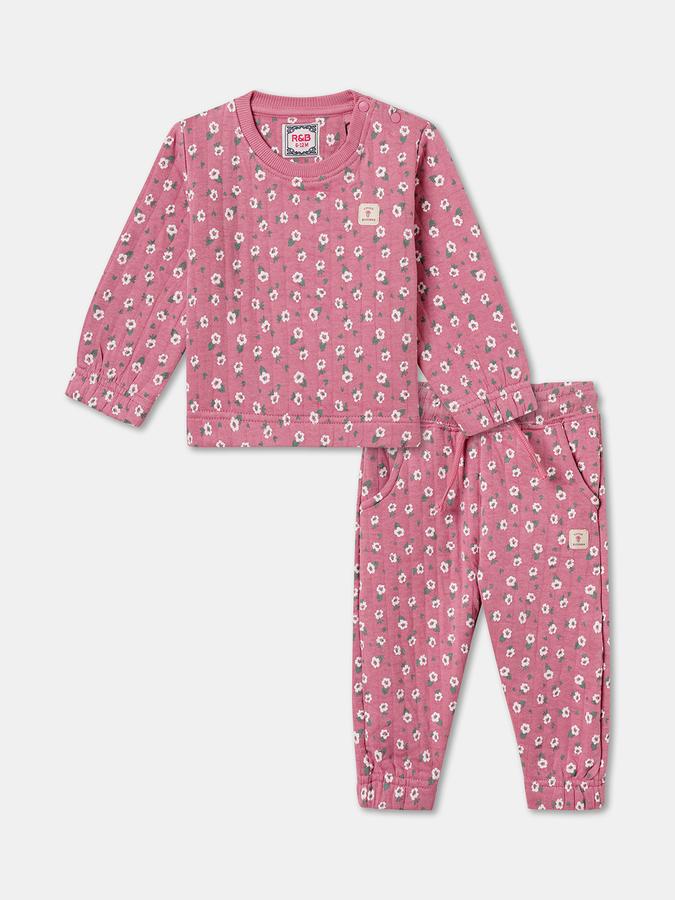R&B Girls' Red Printed Co-ord Set