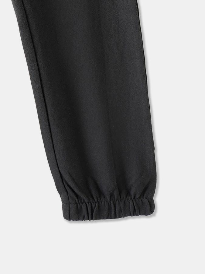 Girls Cotton Tapered Drawstring Waist Cuffed Hem Joggers