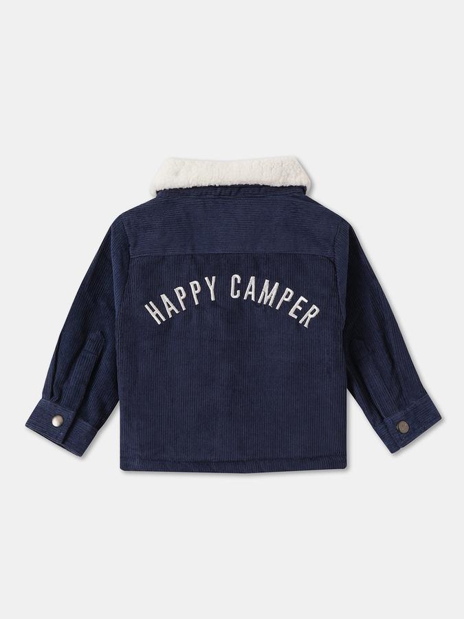 Boys Corduroy Sherpa Lined Button Front Embroidered Jacket