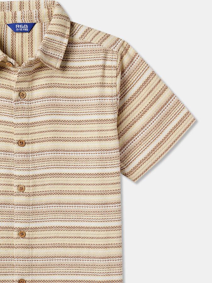 Boys Polyester Regular Fit Long Sleeve Striped Shirt