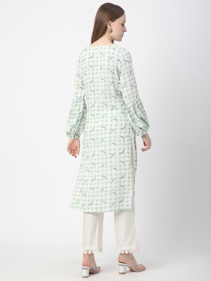Women Rayon Regular Fit V Neck Printed Kurta