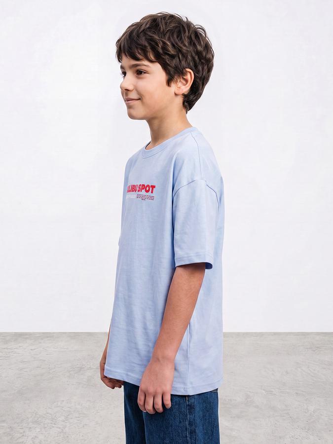 R&B Boys Blue Back Graphic Print Drop-Shoulder Sleeves Tshirt