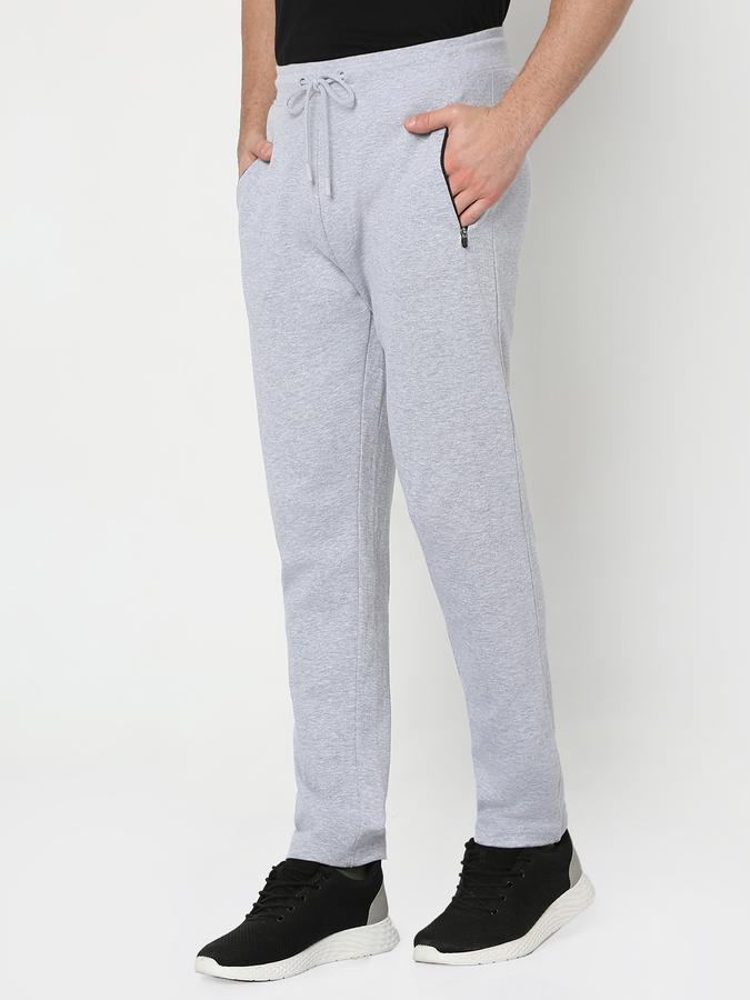 Men Heathered Fitted Track Pants with Drawstring Waist image number 1