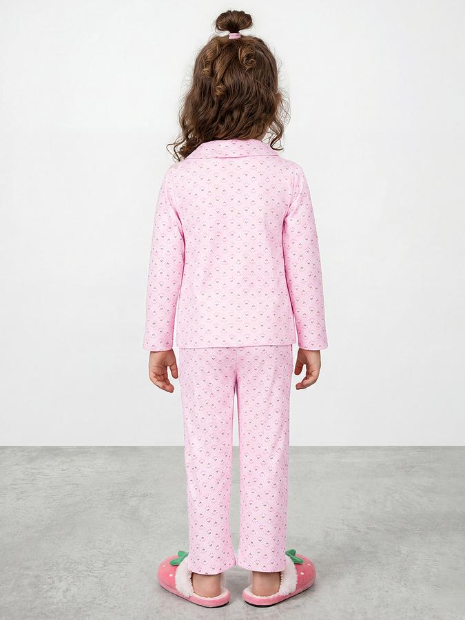 R&B Girls Pink Floral Print Long Sleeves Top &amp; Pyjamas Set