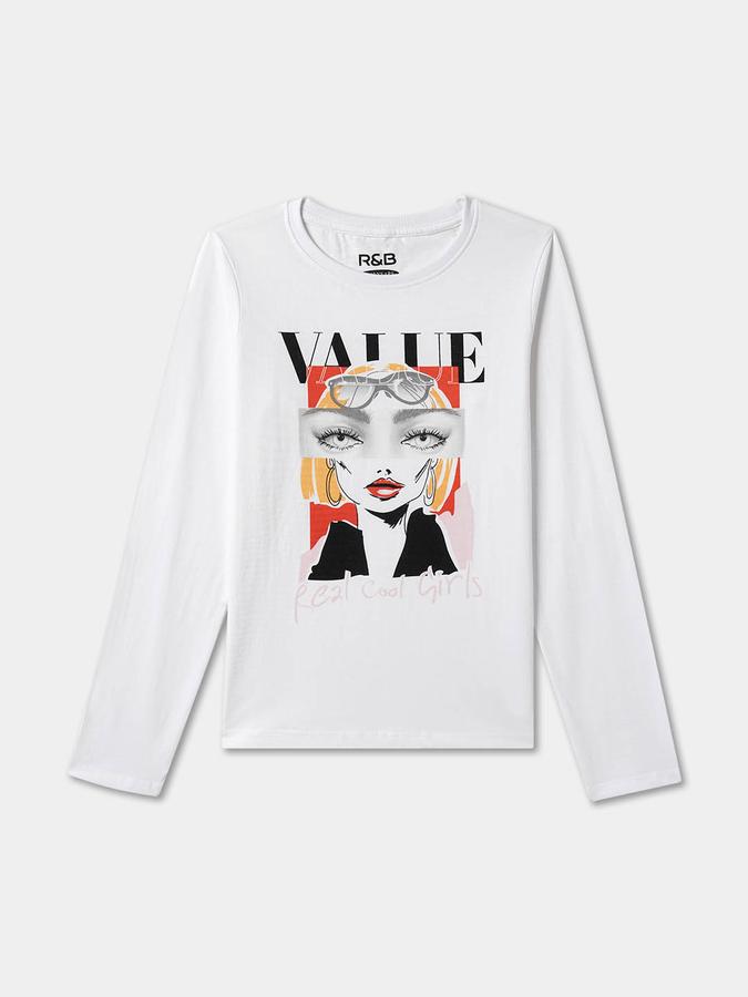 Girls Graphic Regular Fit Long Sleeve Crew Neck T-Shirt