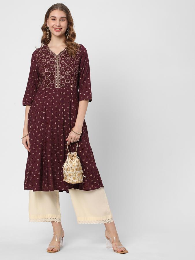 R&B Women's Plum Embellished Kurta