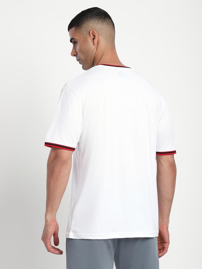 Men Polyester Relaxed Fit Crew Neck Typographic T-shirt