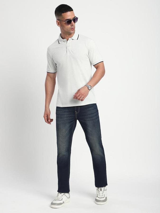 R&B Men Silver Solid Short Sleeves Polo Tshirt