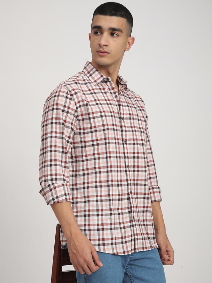 Checks Shirt with Revere Collar and Long Sleeves