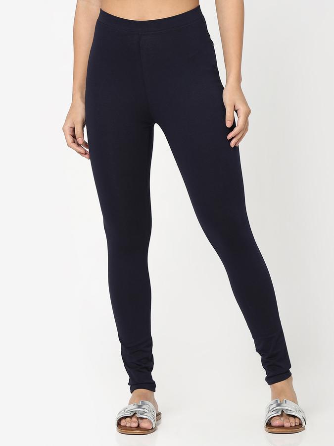 R&B Women Navy Solid Leggings