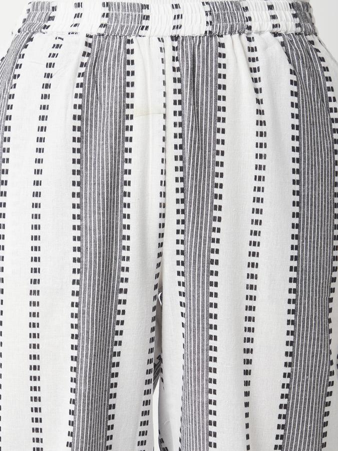 Women Cotton Jogger Elasticated Waist Striped Trousers