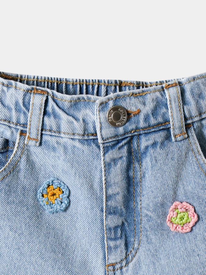 Girls Cotton Regular Fit Zip Fly Frayed Hem Shorts