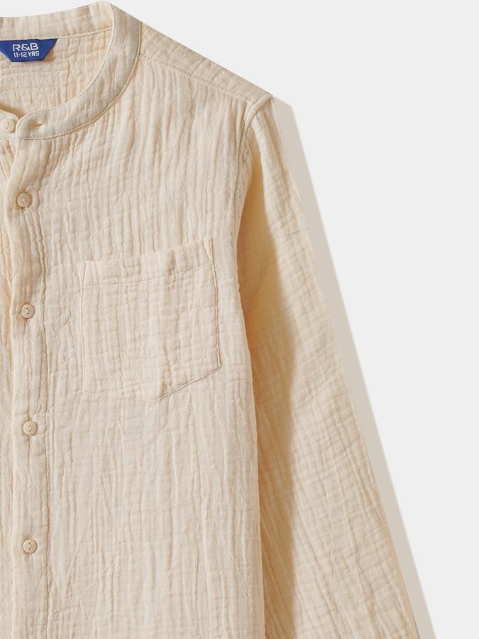 Boys Cotton Regular Fit Long Sleeve Solid Shirt