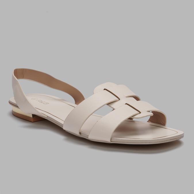 R&B Women's White Open Toe Flats image number 2