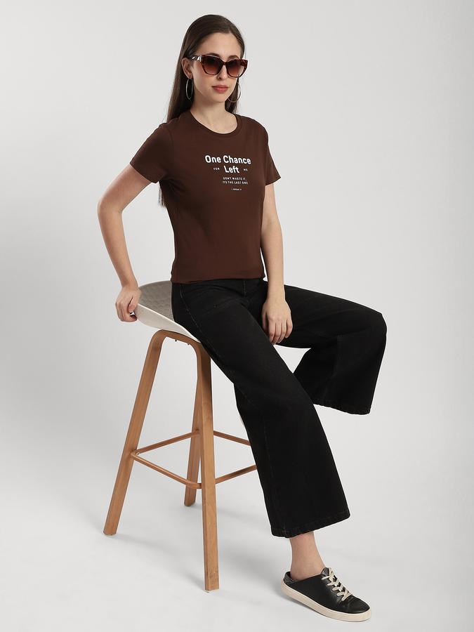 Women Cotton Regular Fit Round Neck Graphic T-shirt