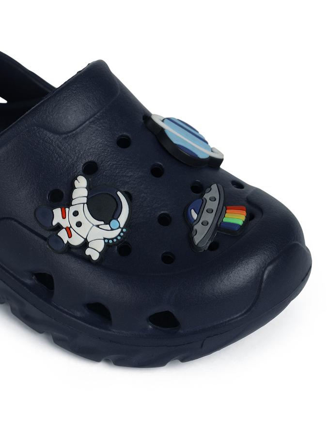 R&B Navy Blue Embellished Slip On Boys Clogs