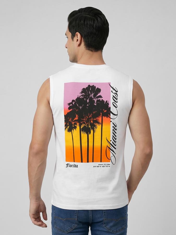R&B White Typography Men Round Neck Regular Fit Short Sleeves T-Shirt 