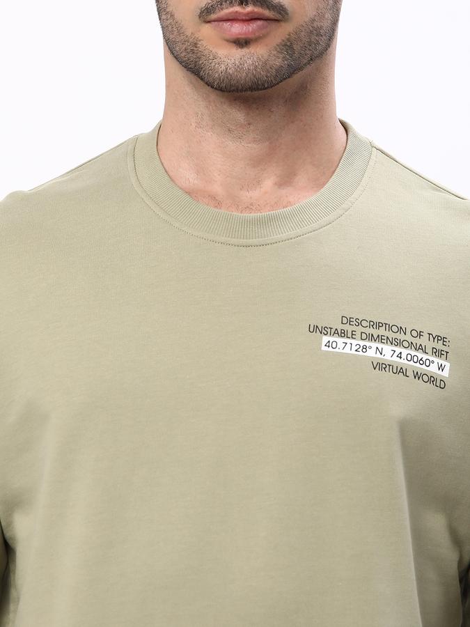 Men Cotton Regular Fit Crew Neck Graphic Sweatshirt