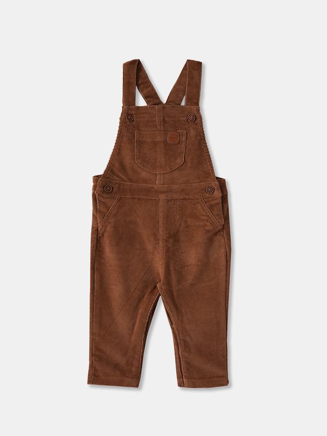 Girls Corduroy Regular Fit Adjustable Straps Button Closure Dungaree