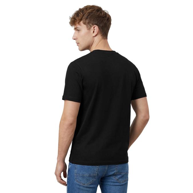 R&B Men Black Cotton Printed Round Neck T-Shirt
