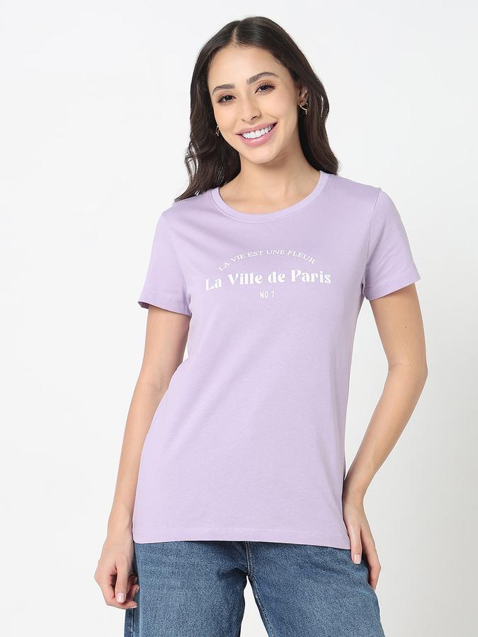 Women Cotton Relaxed Fit Round Neck Graphic T-shirt
