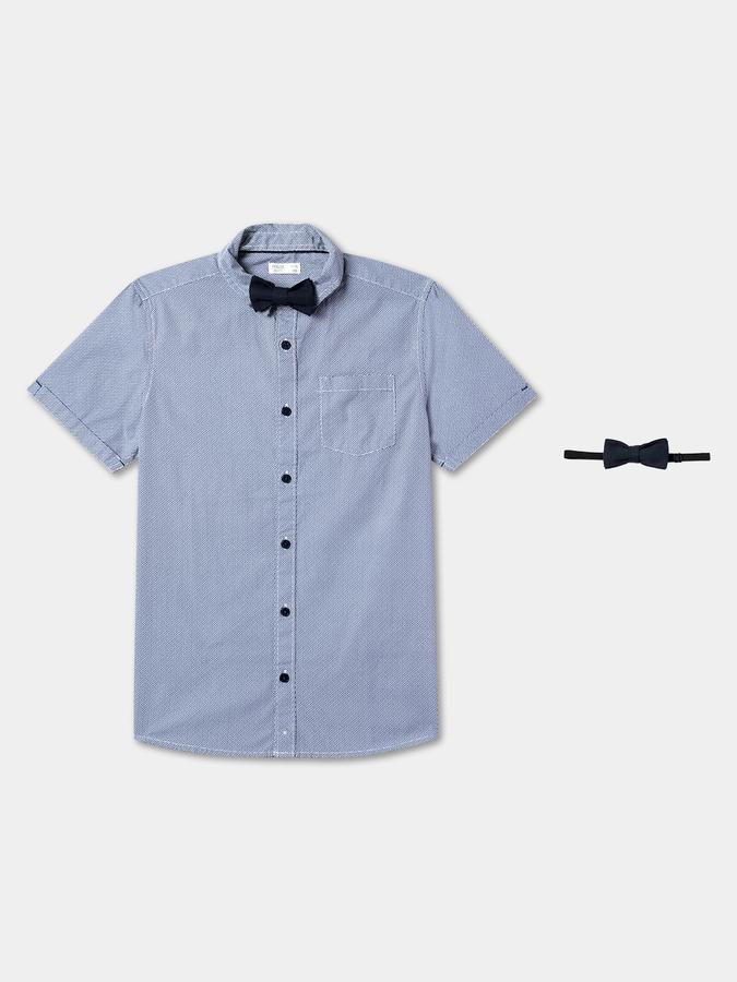 Boys Micro Print Relaxed Fit Shirt image number 0