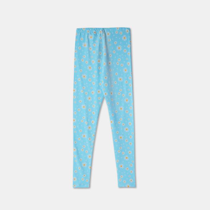 Girls Cotton Blend Skinny Fit Elastic Waist Printed Leggings