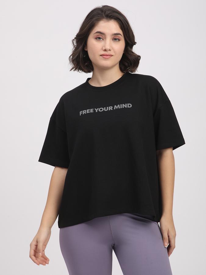 Women Viscose Blend Relaxed Fit Crew Neck Graphic Top