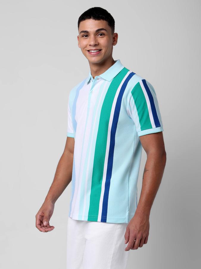 Men Striped Regular Fit Polo T-Shirt image number 1