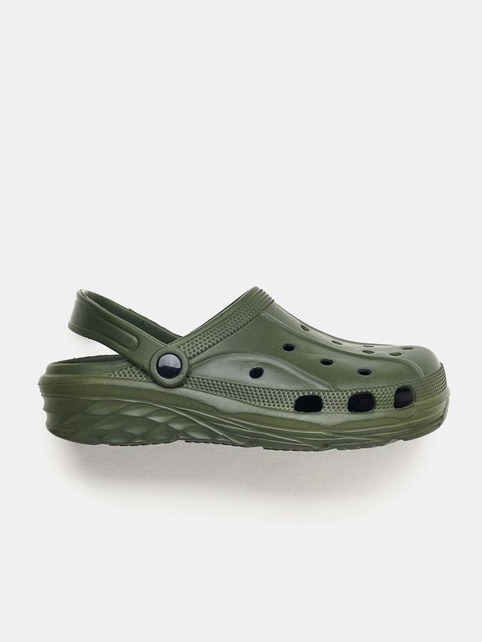 R&B Men Olive Textured Flip Flops